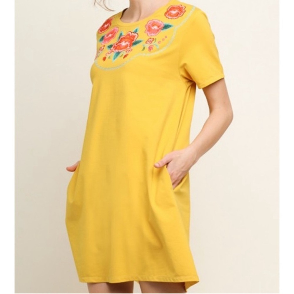Umgee Embroidered Floral Dress Women’s Medium